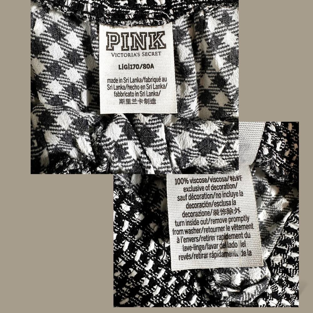 Victoria’s Secret PINK Black White Gingham Daisy Shorts Size L Smocked Waist - Picture 7 of 7